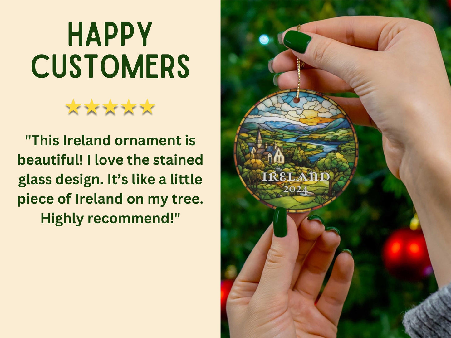 Ireland Faux Stained Glass Ornament