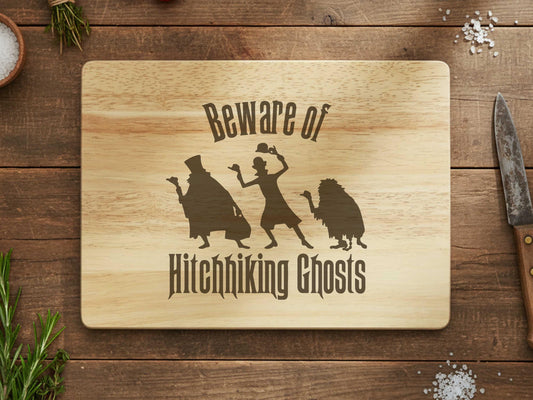Hitchhiking Ghosts Cutting Board, Engraved Haunted Mansion Gift