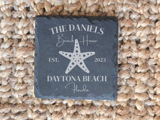 Personalized Beach House Stone Coasters