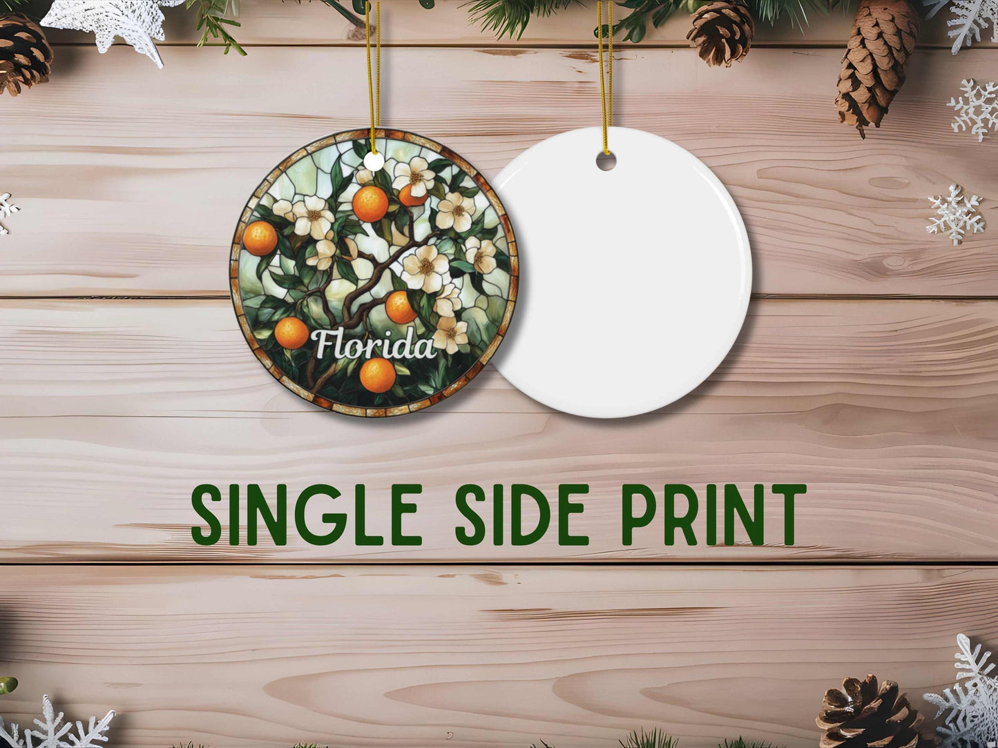 Florida Orange Blossom Faux Stained Glass Ornament