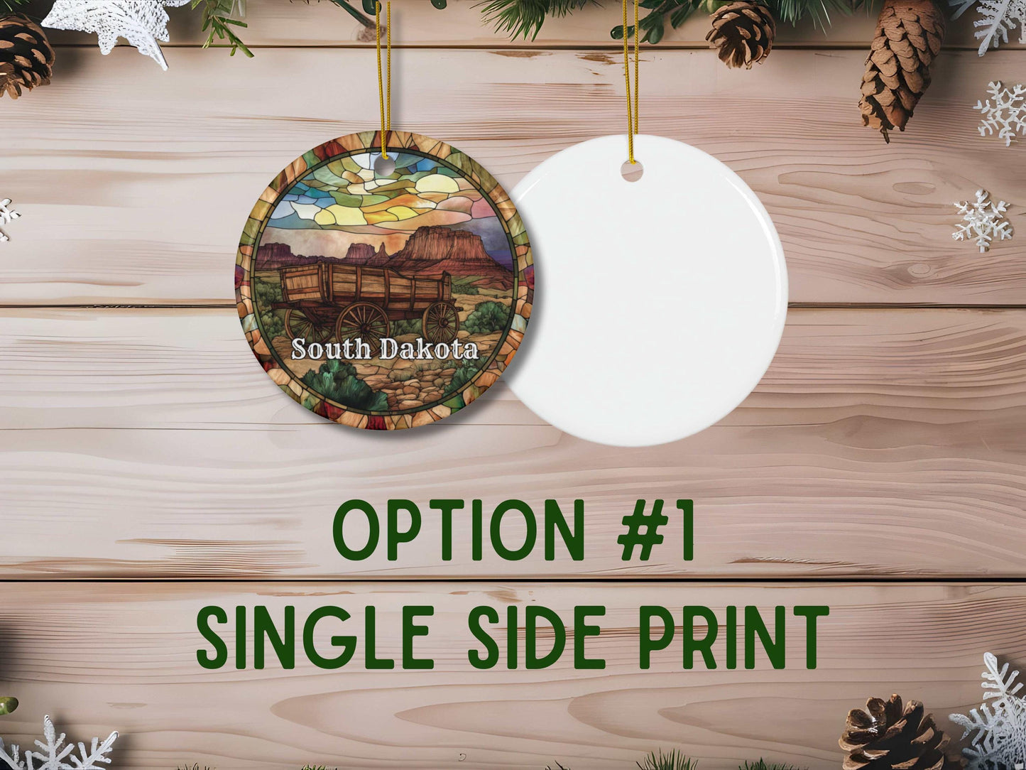 South Dakota Faux Stained Glass Ornament