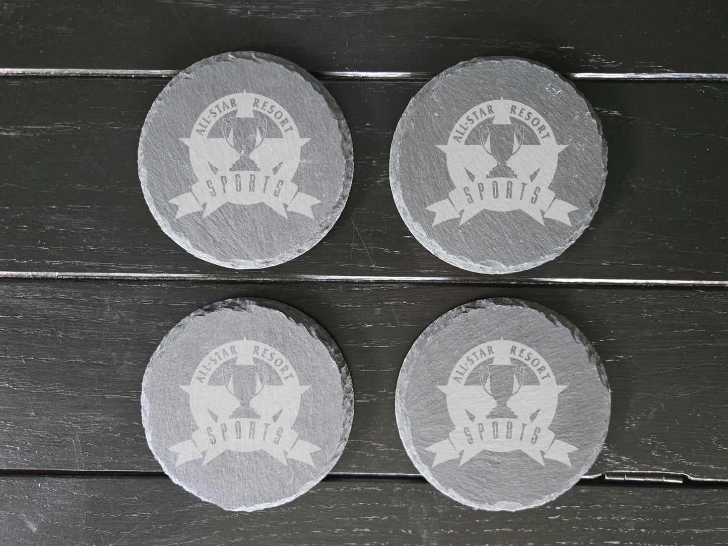All-Star Resort Drink Coasters, 4 Engraved Slate Coasters
