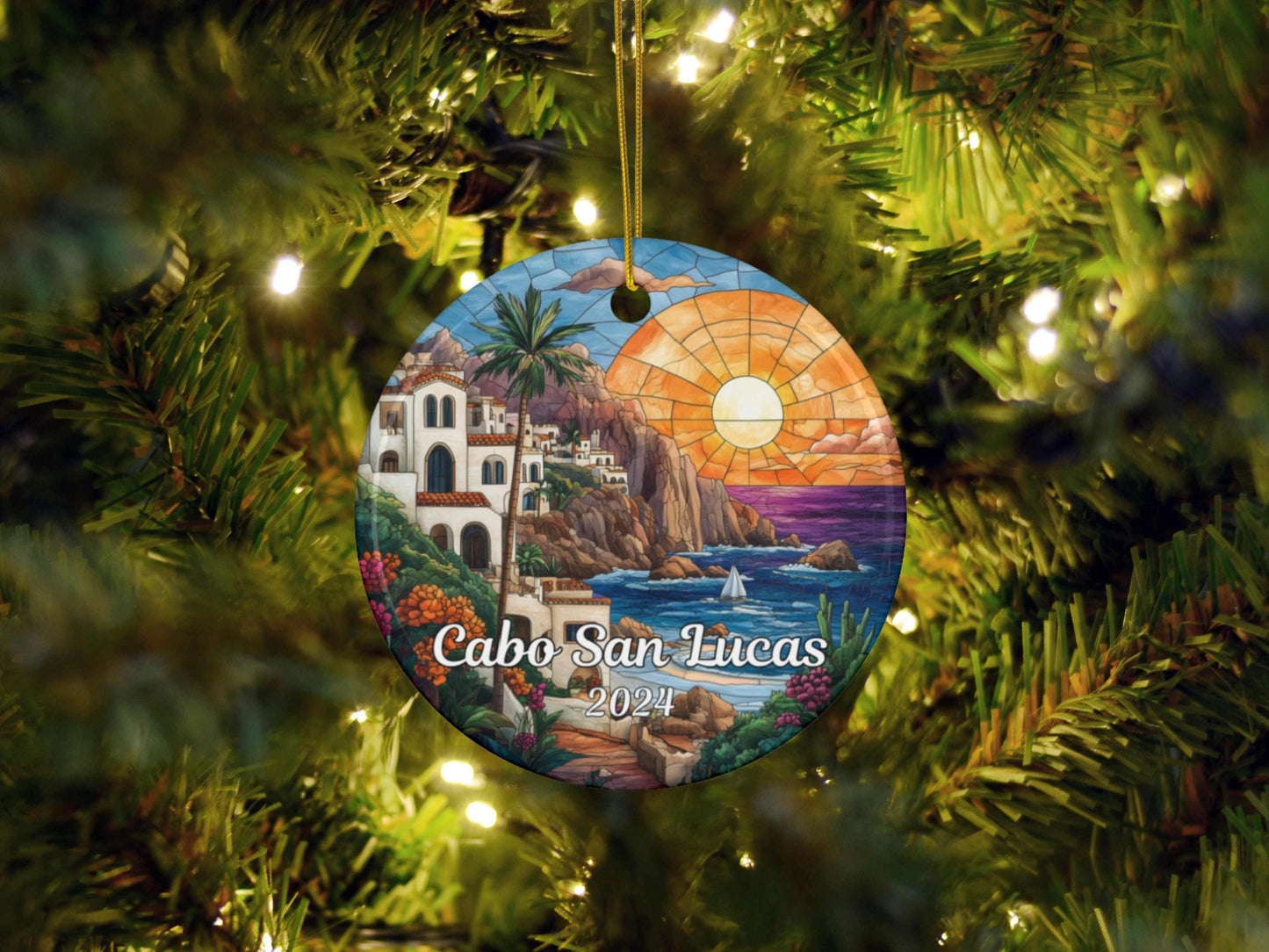 Cabo San Lucas Faux Stained Glass Ornament