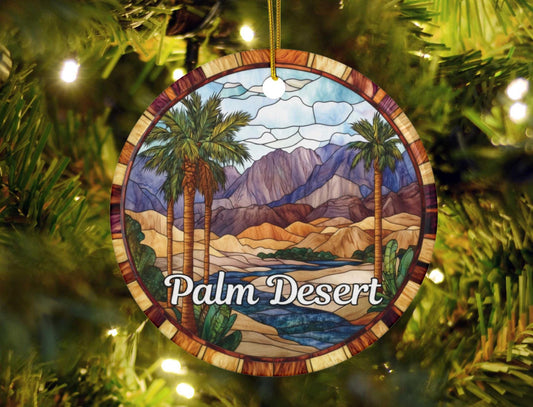 Palm Desert Stained Glass Style Ornament