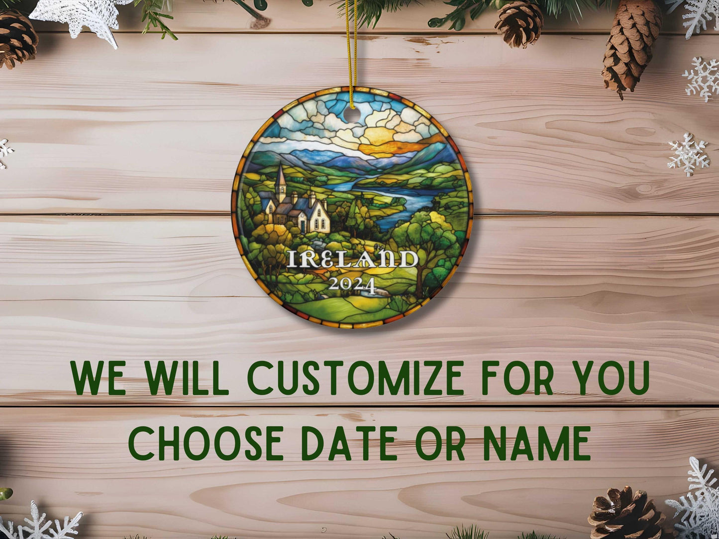 Ireland Faux Stained Glass Ornament