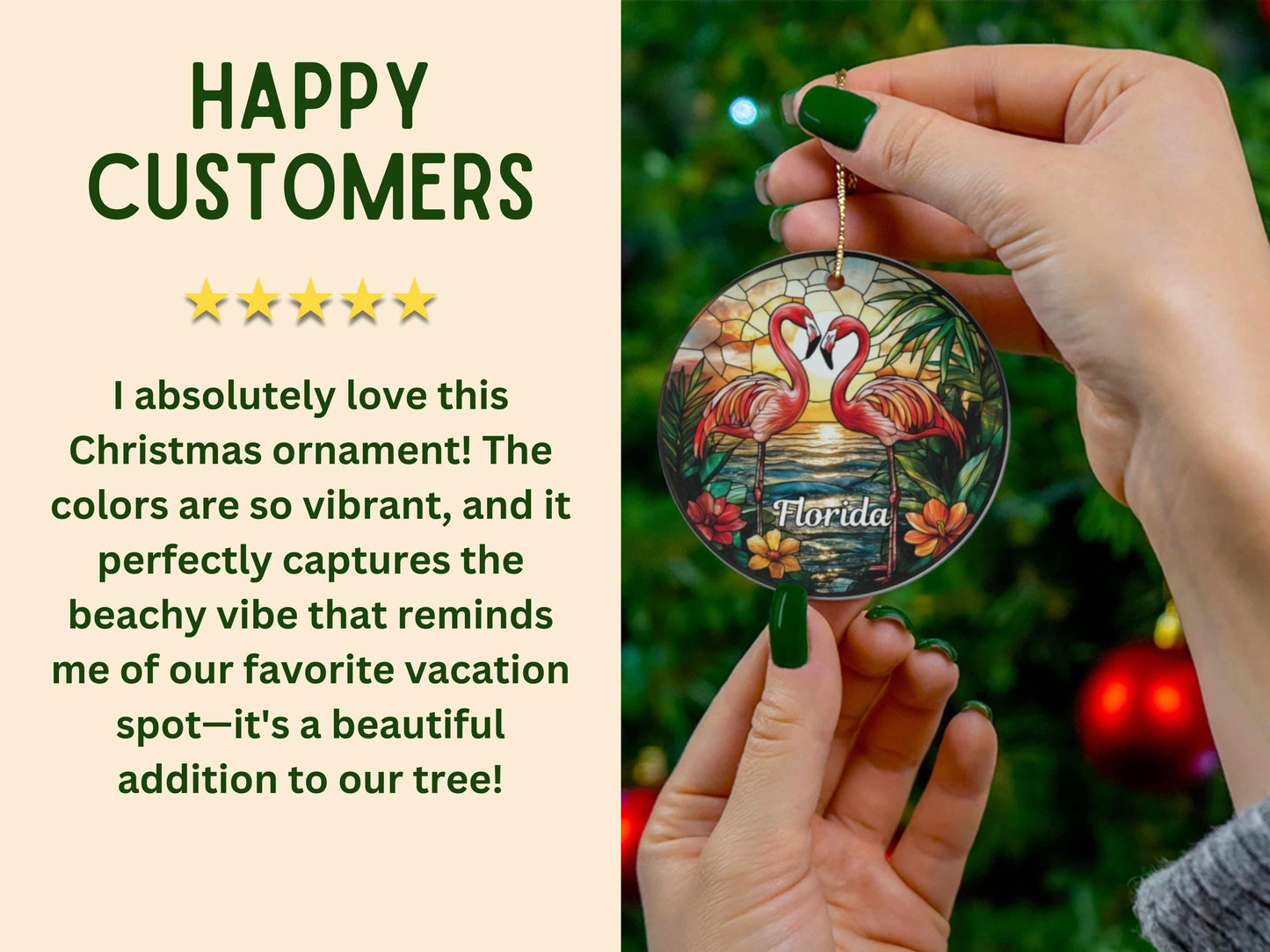 Pink Flamingo Stained Glass Ornament