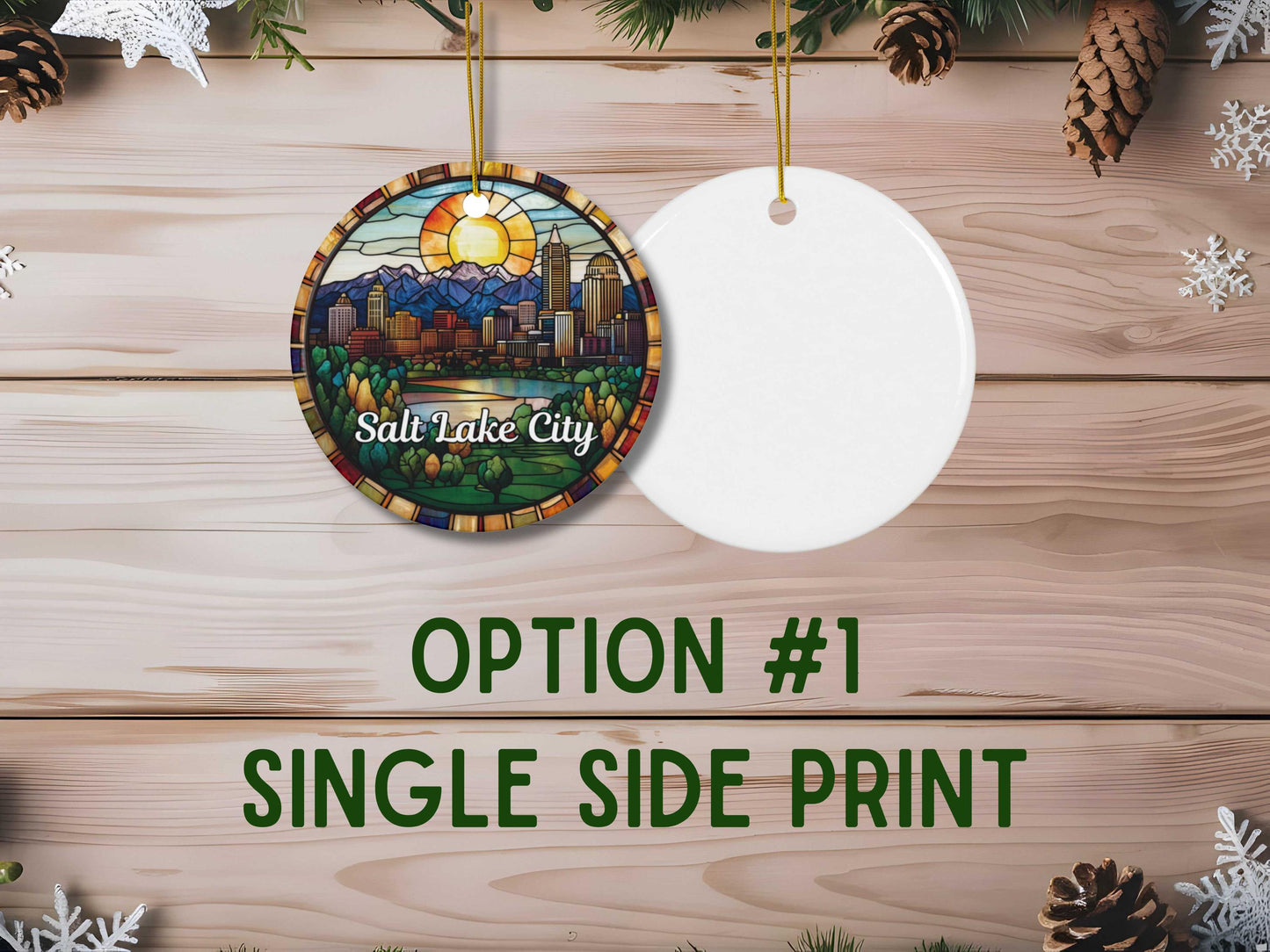Salt Lake City Faux Stained Glass Ornament