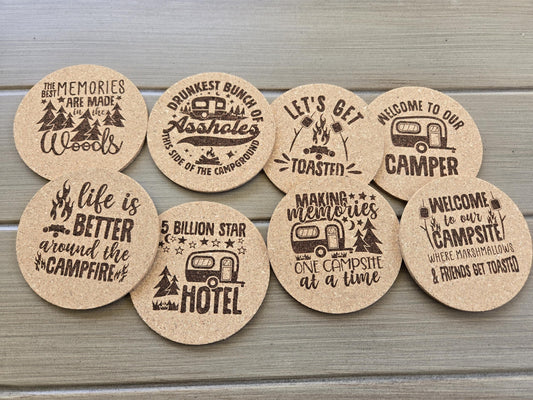 RV Camping Coasters - Set of 4 Cork Drink Coasters