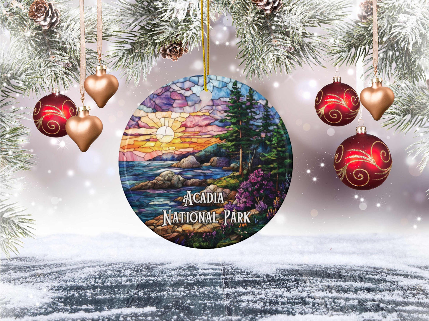 Acadia National Park Faux Stained Glass Ornament