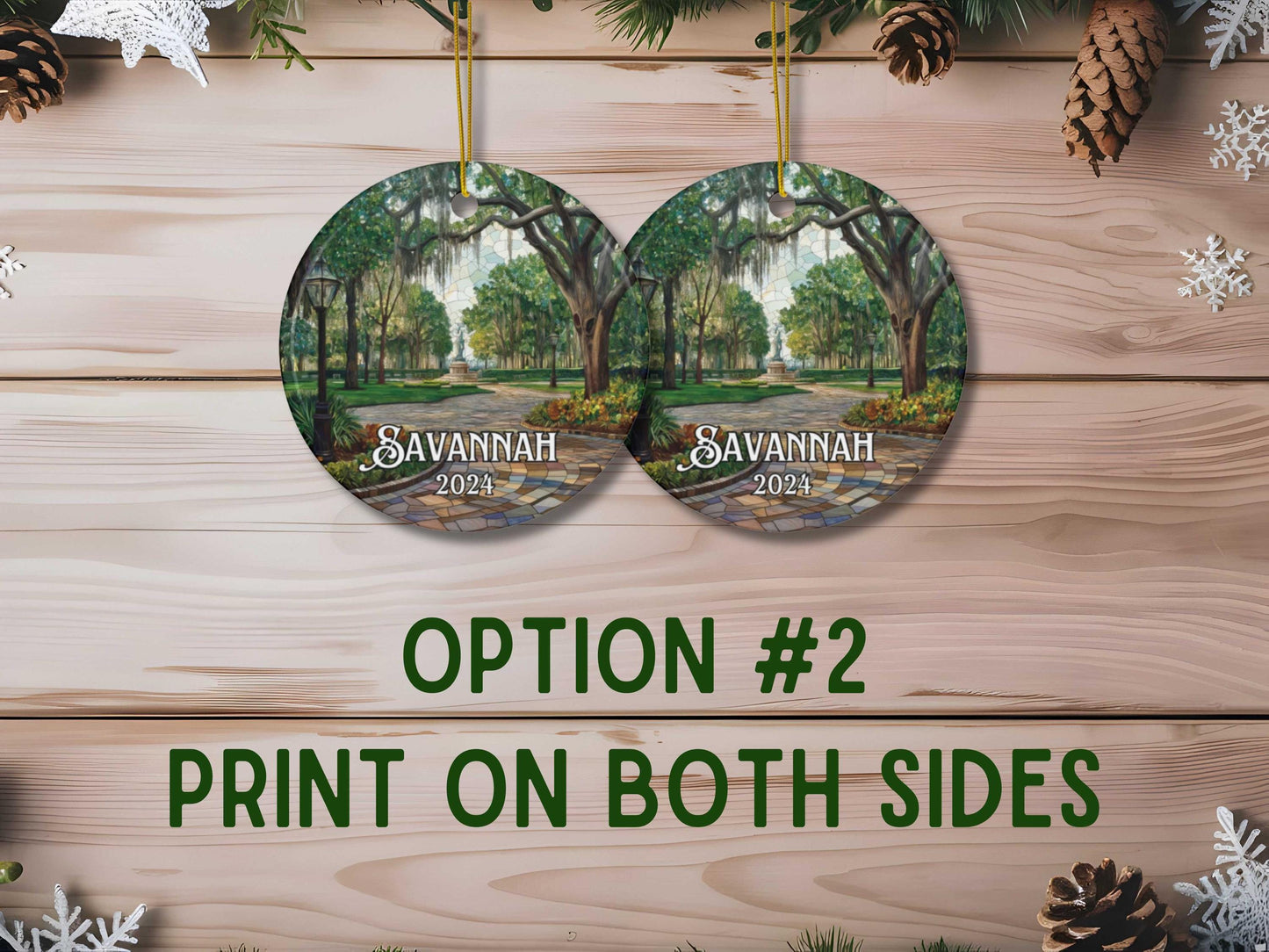 Savannah Georgia Faux Stained Christmas Ornament