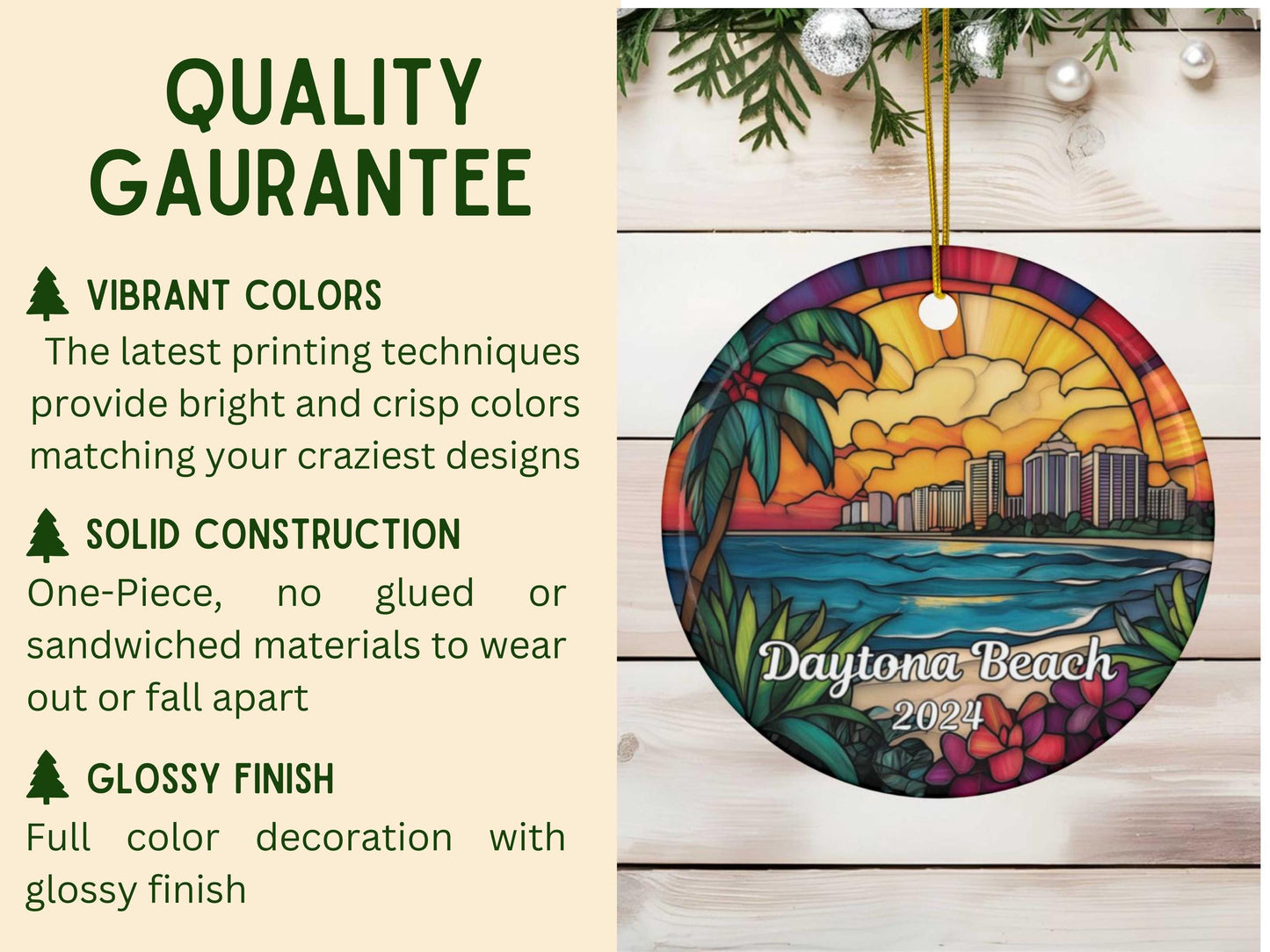 Daytona Beach Christmas Ornament