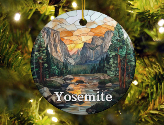 Yosemite National Park Faux Stained Glass Ornament