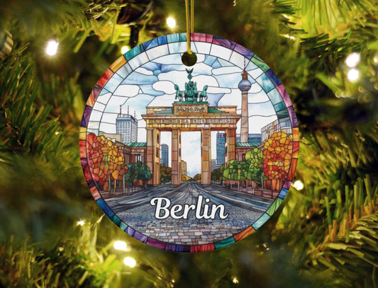 Berlin Germany Stained Glass Style Ornament