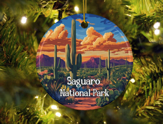 Saguaro National Park Illustrated Christmas Ornament