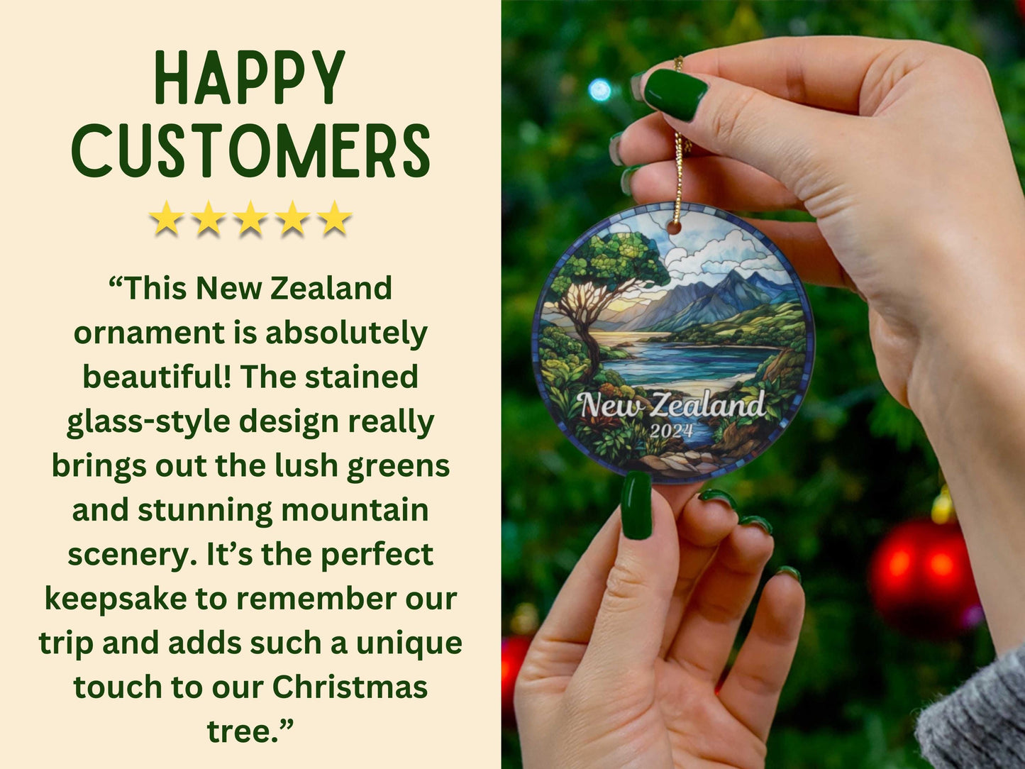 New Zealand Stained Glass Style Ornament