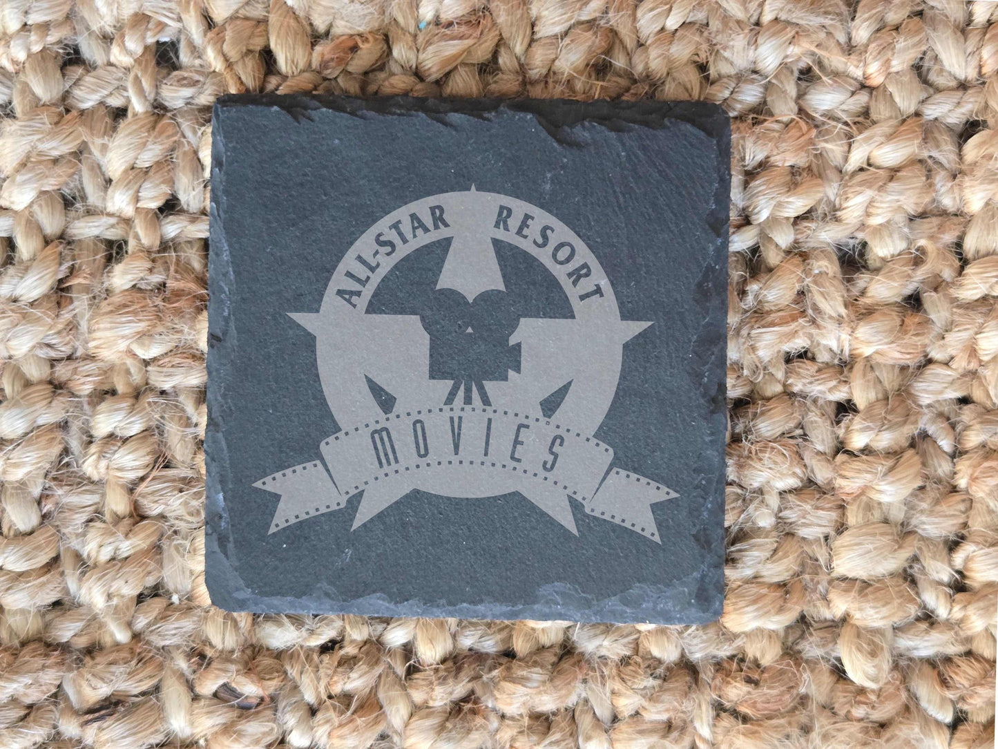 All-Star Resort Drink Coasters, 4 Engraved Slate Coasters