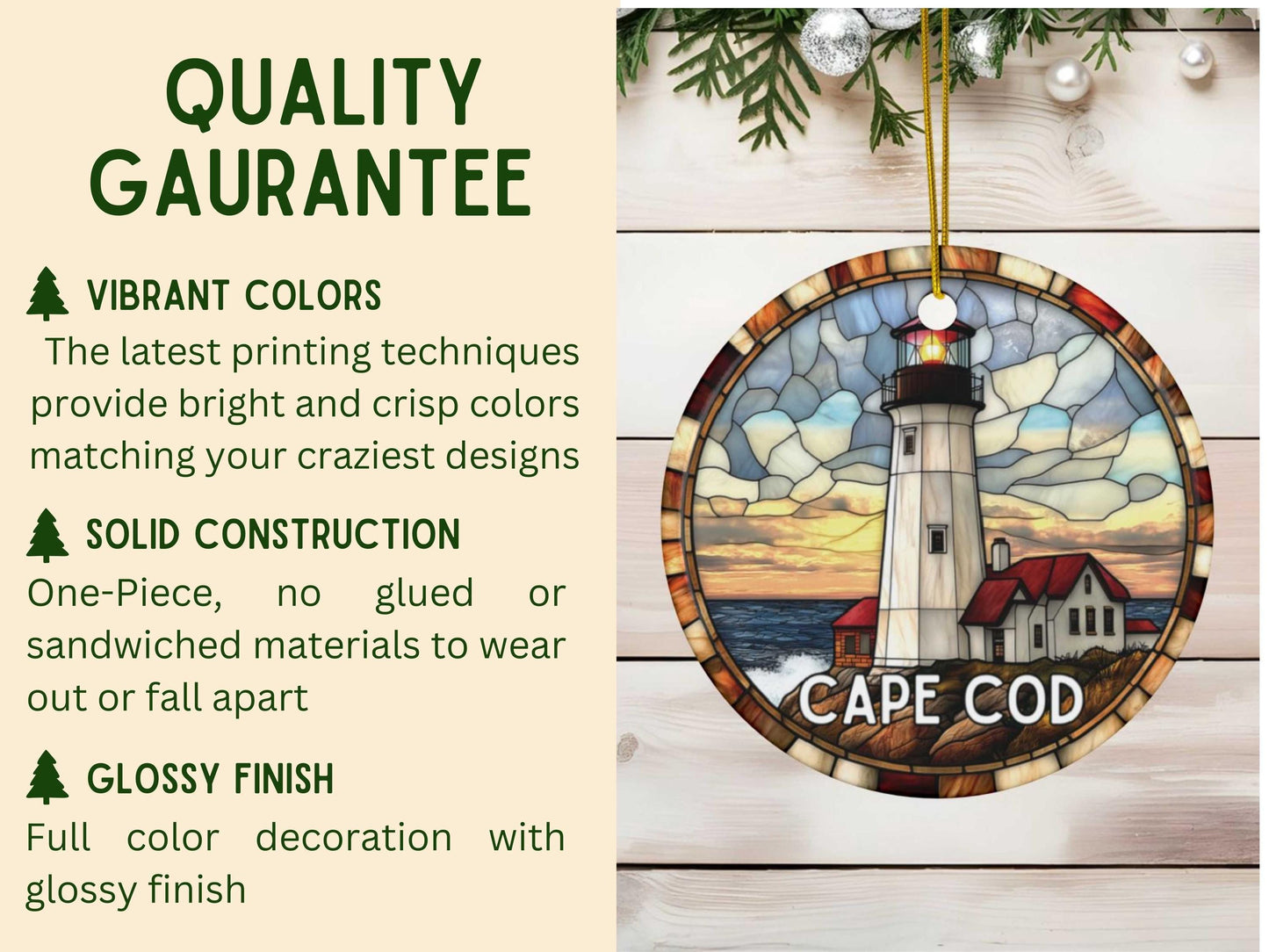 Cape Cod Faux Glass Style Ornament