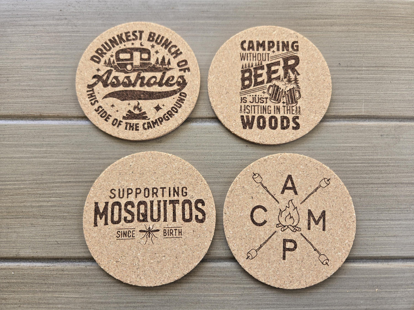 8 Pack of Funny Camping Coasters