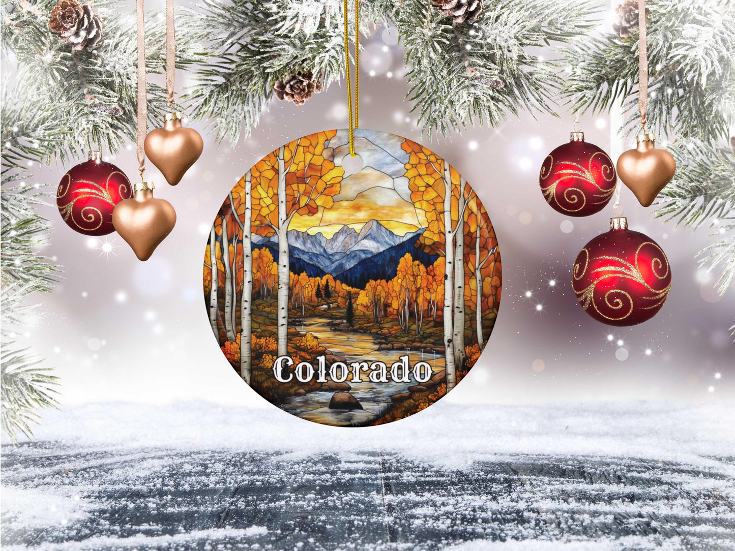 Colorado Faux Stained Glass Ornament