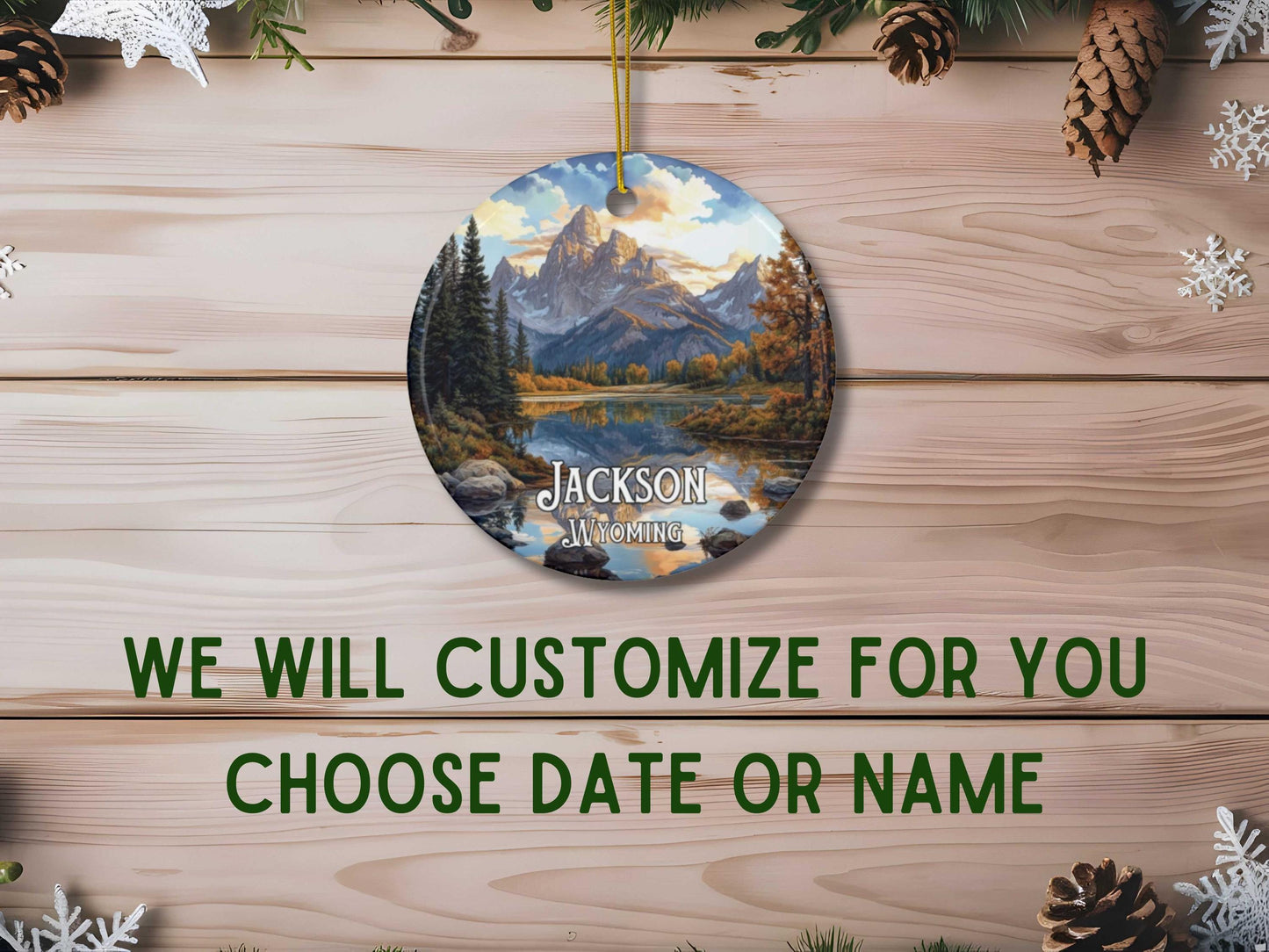 Jackson Wyoming Illustrated Christmas Ornament