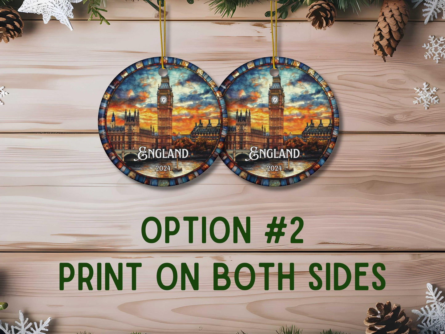 England Big Ben Stained Glass Style Ornament