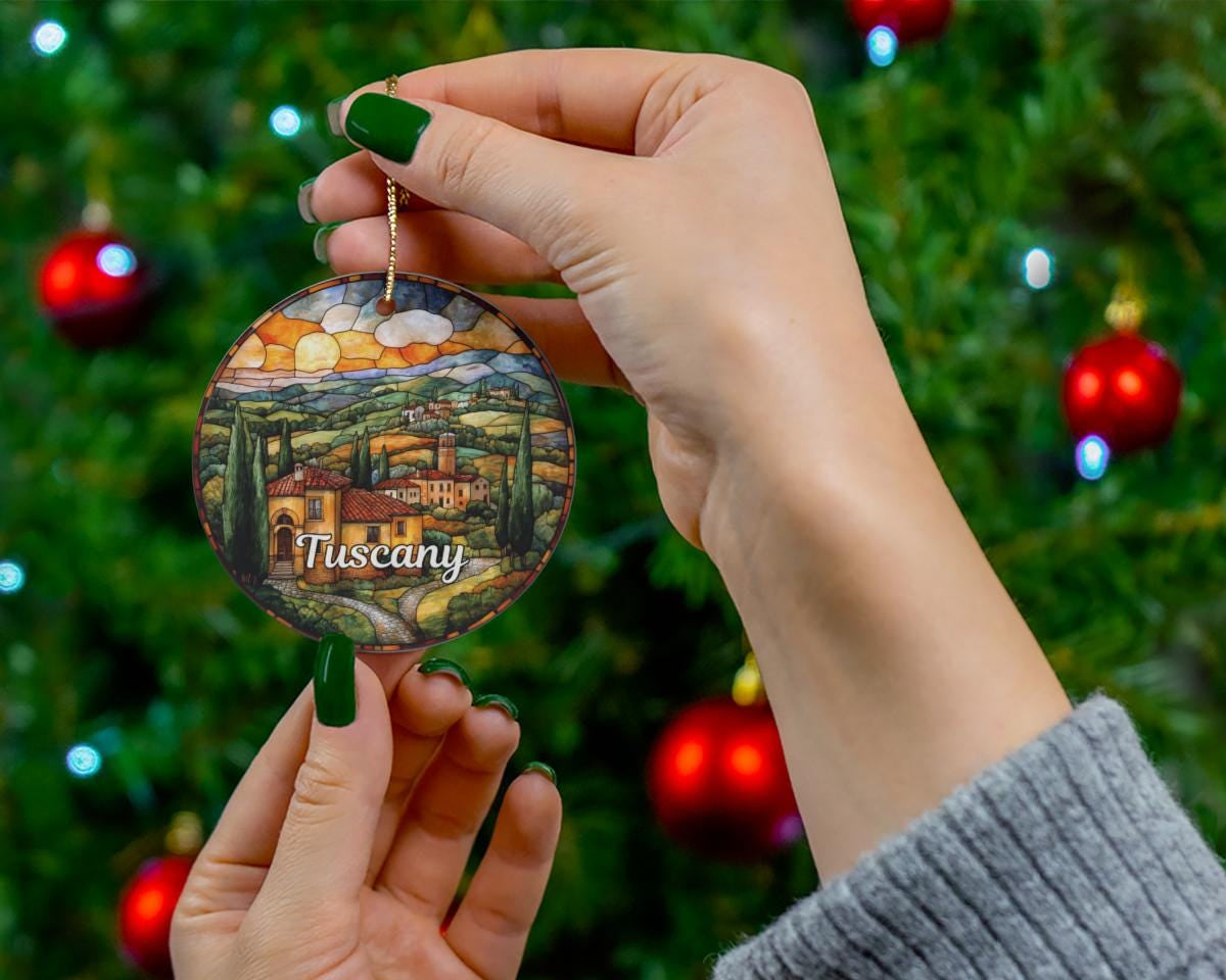 Tuscany Italy Faux Stained Glass Style Ornament