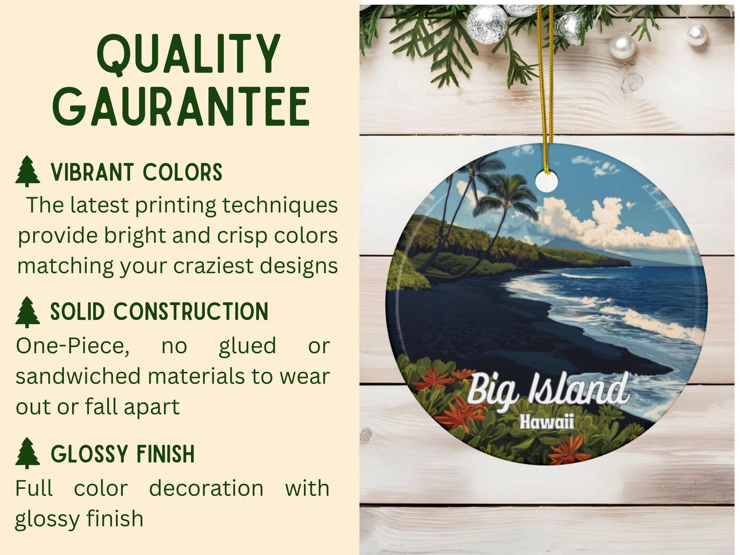 Big Island Hawaii Illustrated Ornament