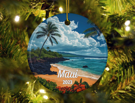Maui Hawaii Illustrated Ornament