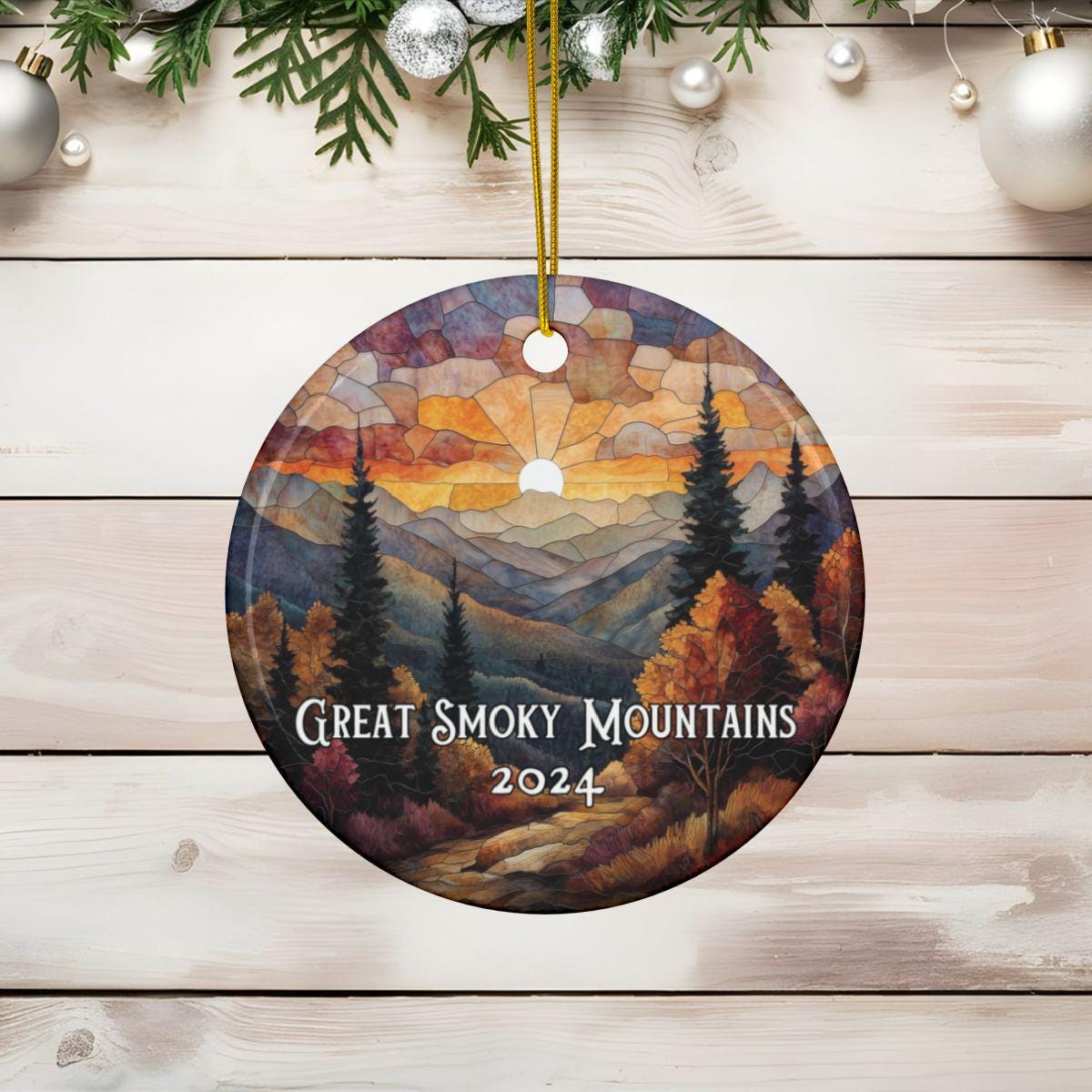 Great Smoky Mountains National Park Stained Glass Style Ornament