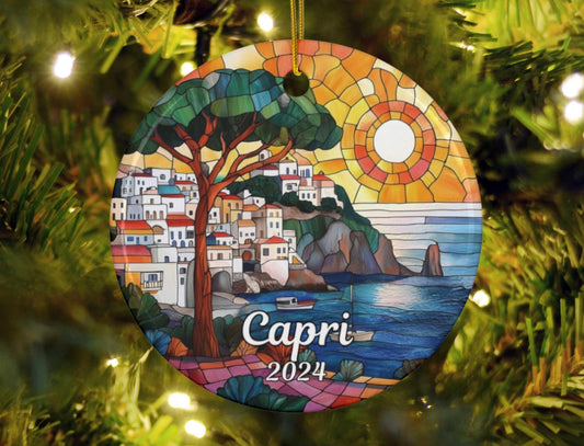 Capri Italy Faux Stained Glass Style Ornament
