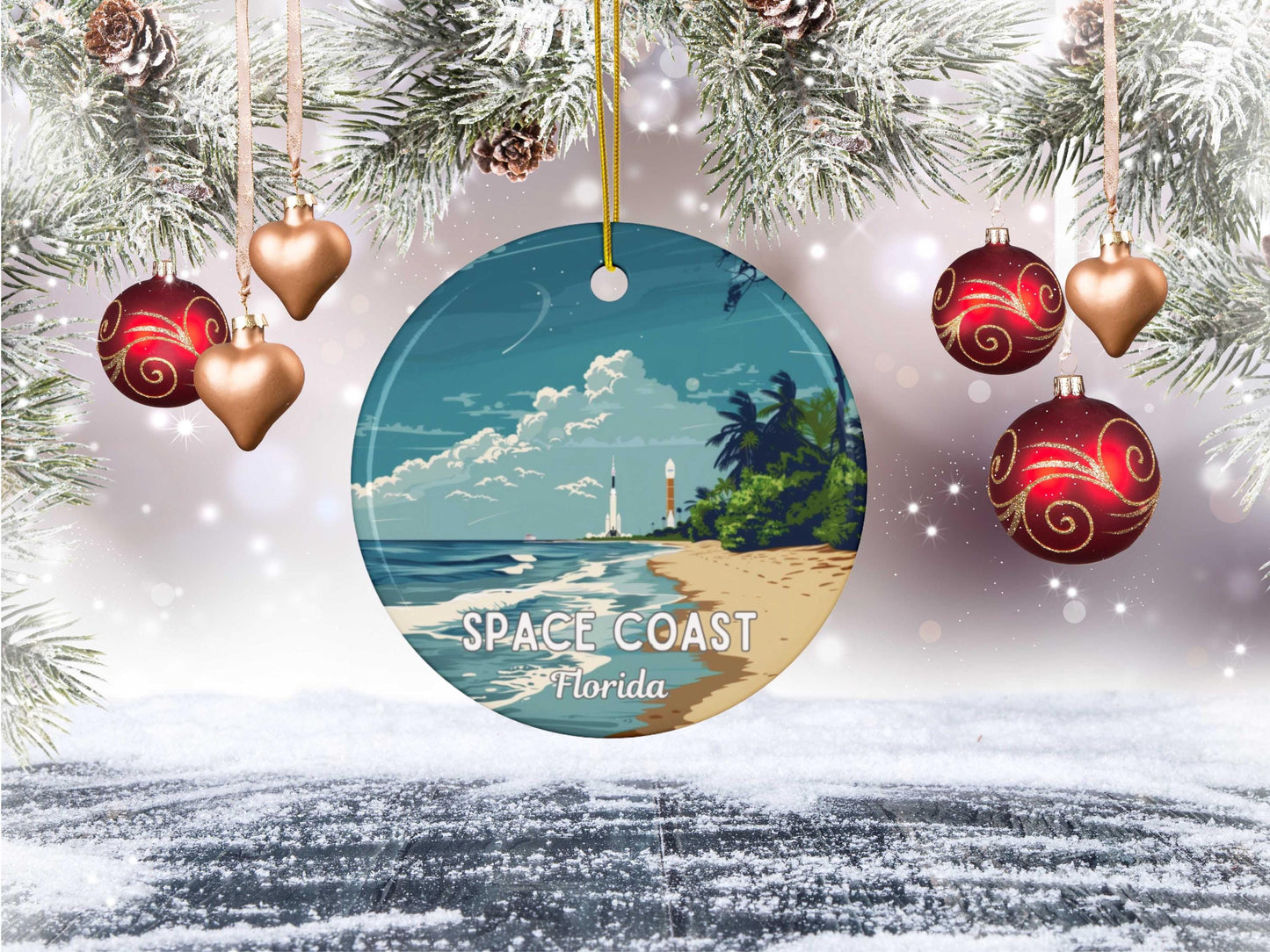 Space Coast Cape Canaveral Florida Christmas Ornament