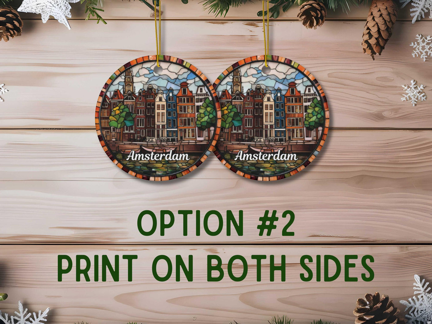 Amsterdam Denmark Faux Stained Glass Style Ornament