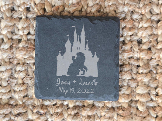 Beauty & the Beast Engraved Stone Coasters