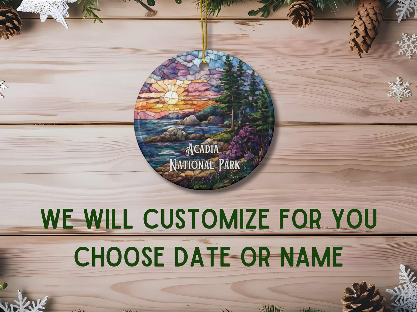 Acadia National Park Faux Stained Glass Ornament