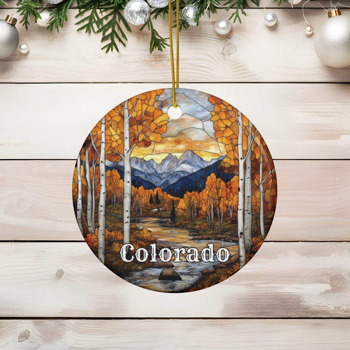 Colorado Faux Stained Glass Ornament