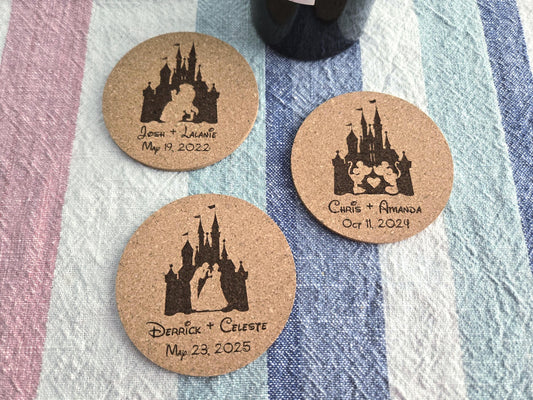 Fairytale Wedding Favor Drink Coasters, Disney Inspired Wedding Favors