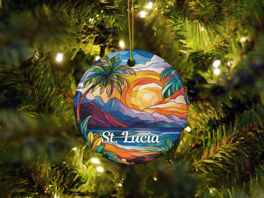 St. Lucia Stained Glass Style Ornament