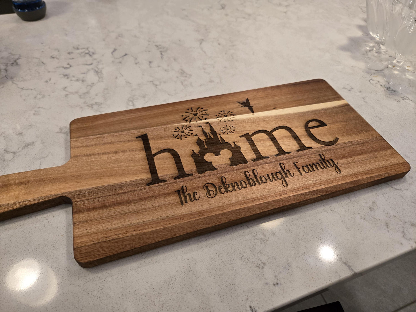 Personalized Disney Castle Acacia Wood Charcuterie or Cutting Board