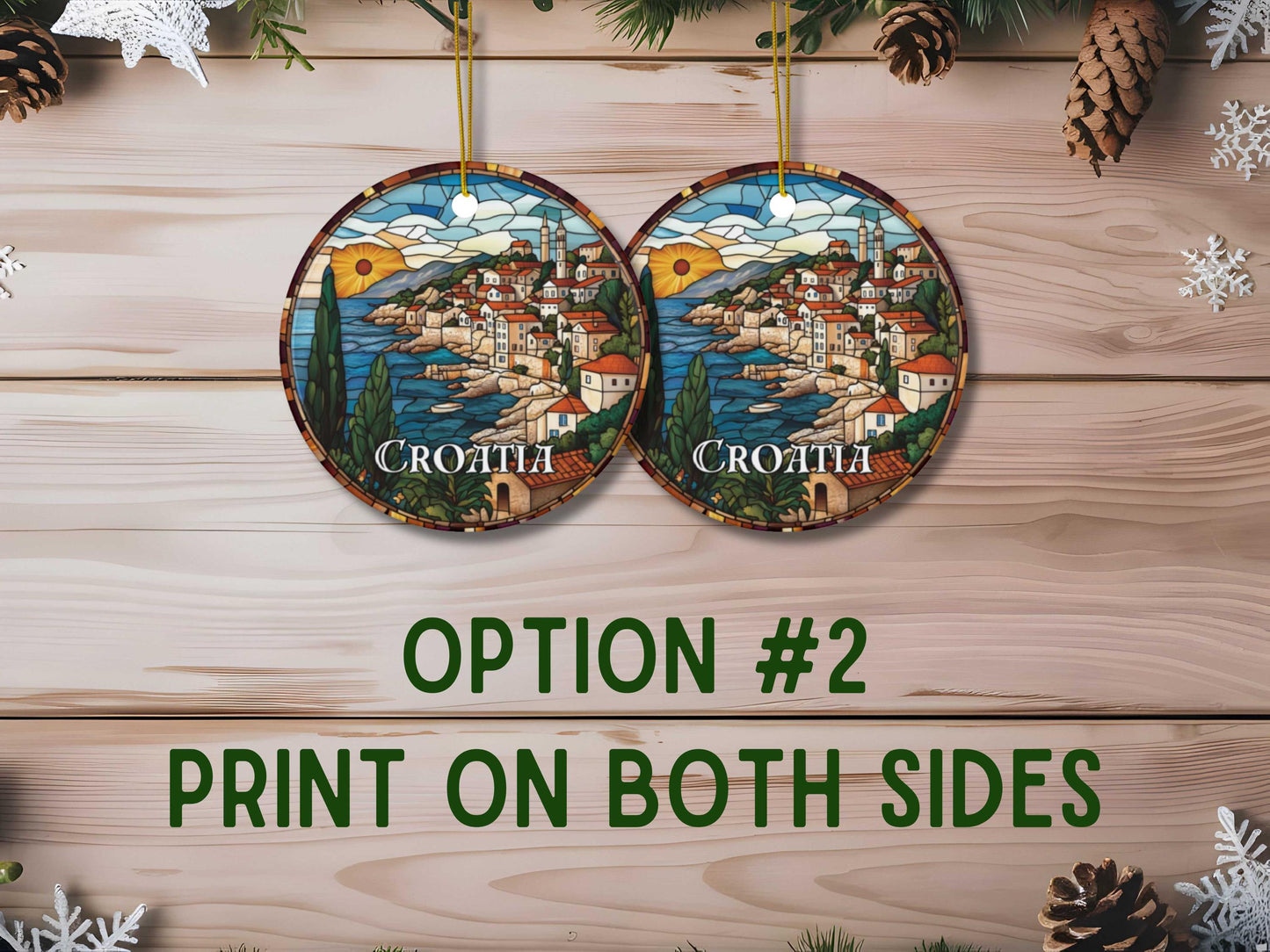 Croatia Faux Stained Glass Ornament
