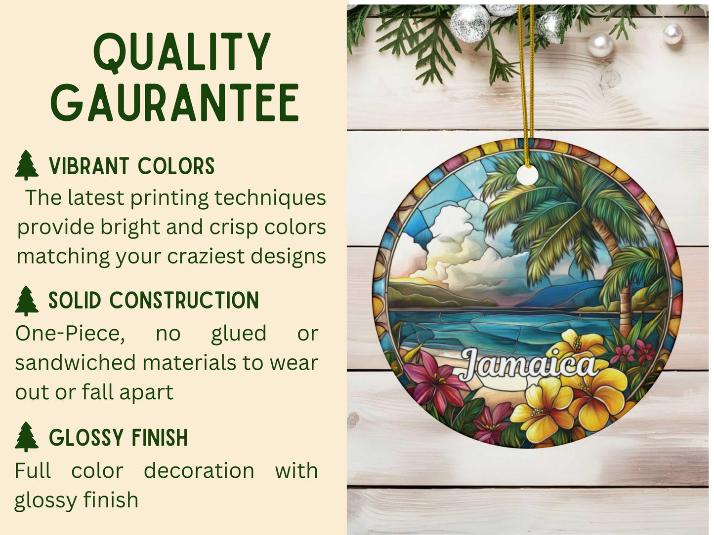 Jamaica Faux Stained Glass Ornament