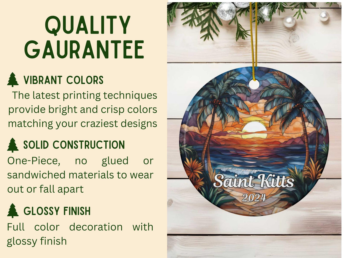 Saint Kitts Stained Glass Style Ornament