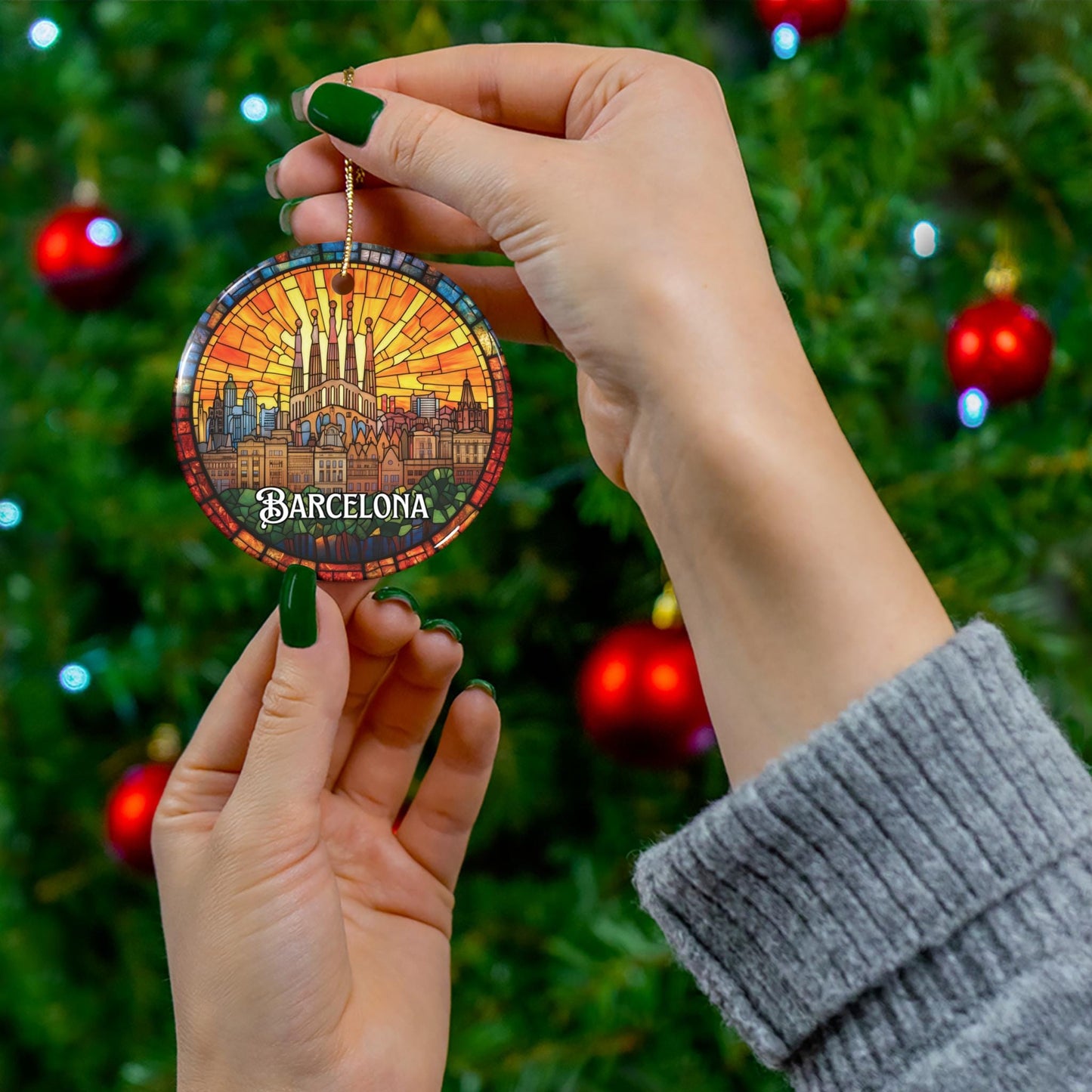Barcelona Stained Glass Style Ornament