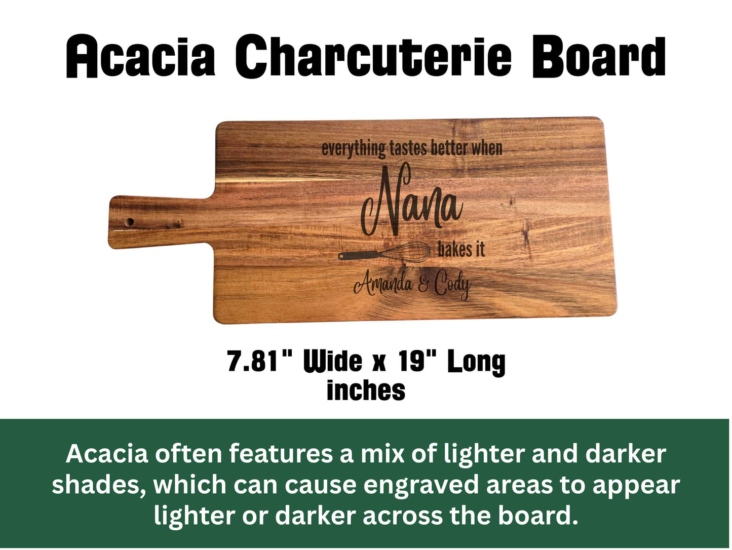 Personalized Nana Baking Board with Grandkids Names – Custom Engraved Wood Cutting Board – Gift for Nana Who Bakes