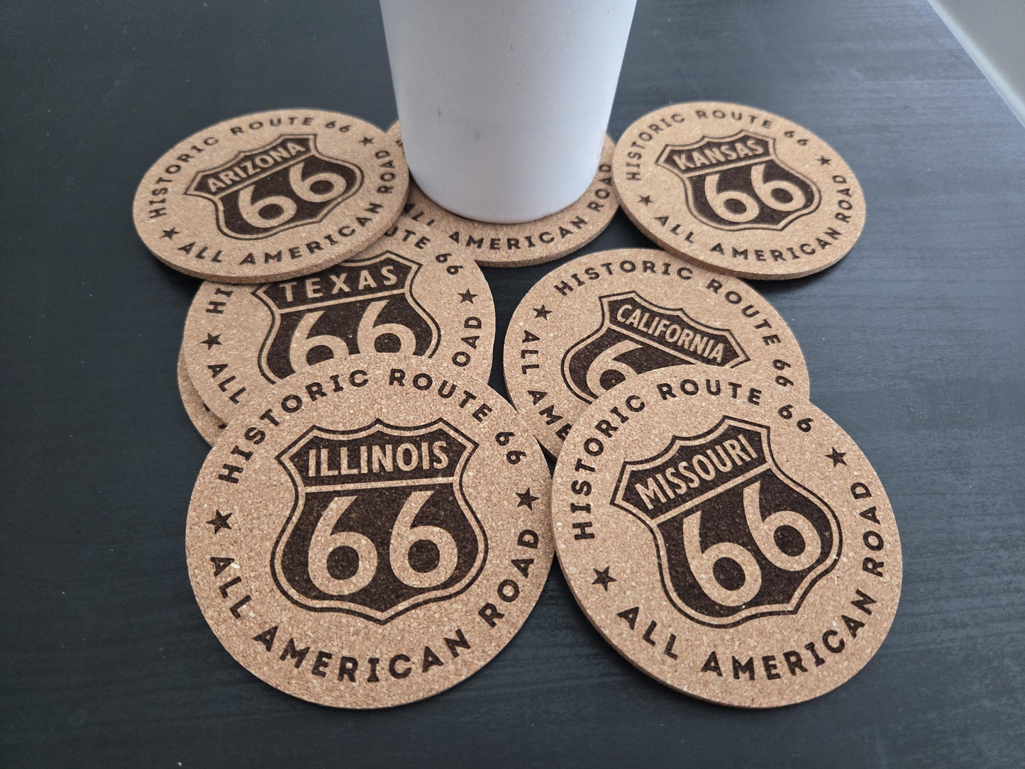 Route 66 Cork Coaster Set