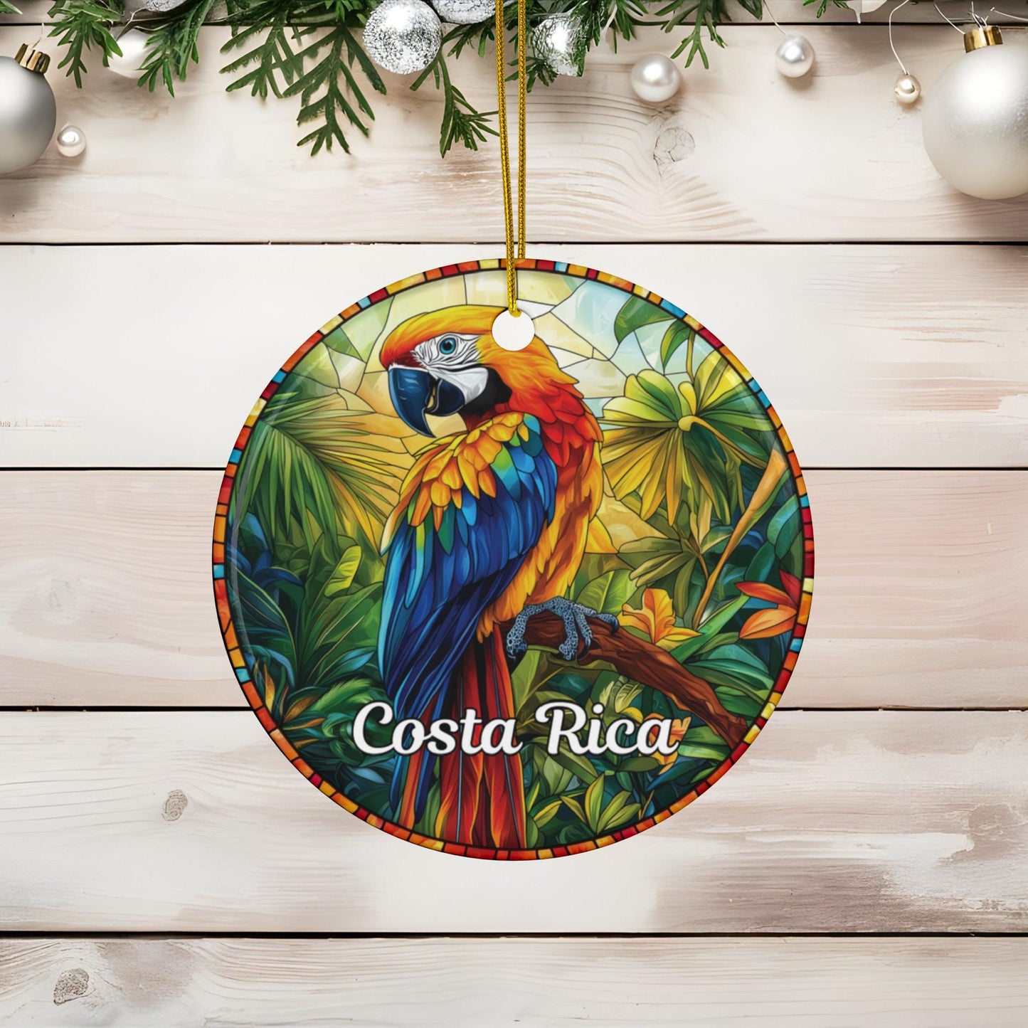 Costa Rica Faux Stained Glass Ornament