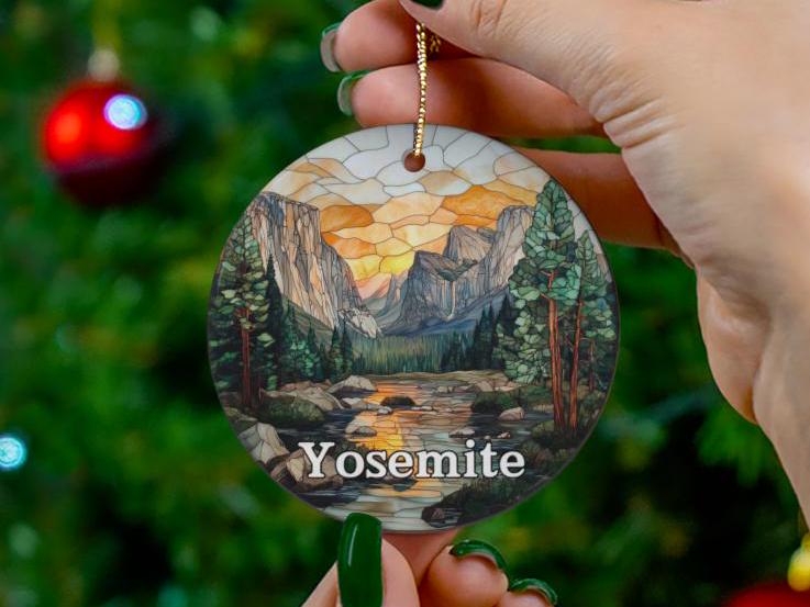 Yosemite National Park Faux Stained Glass Ornament