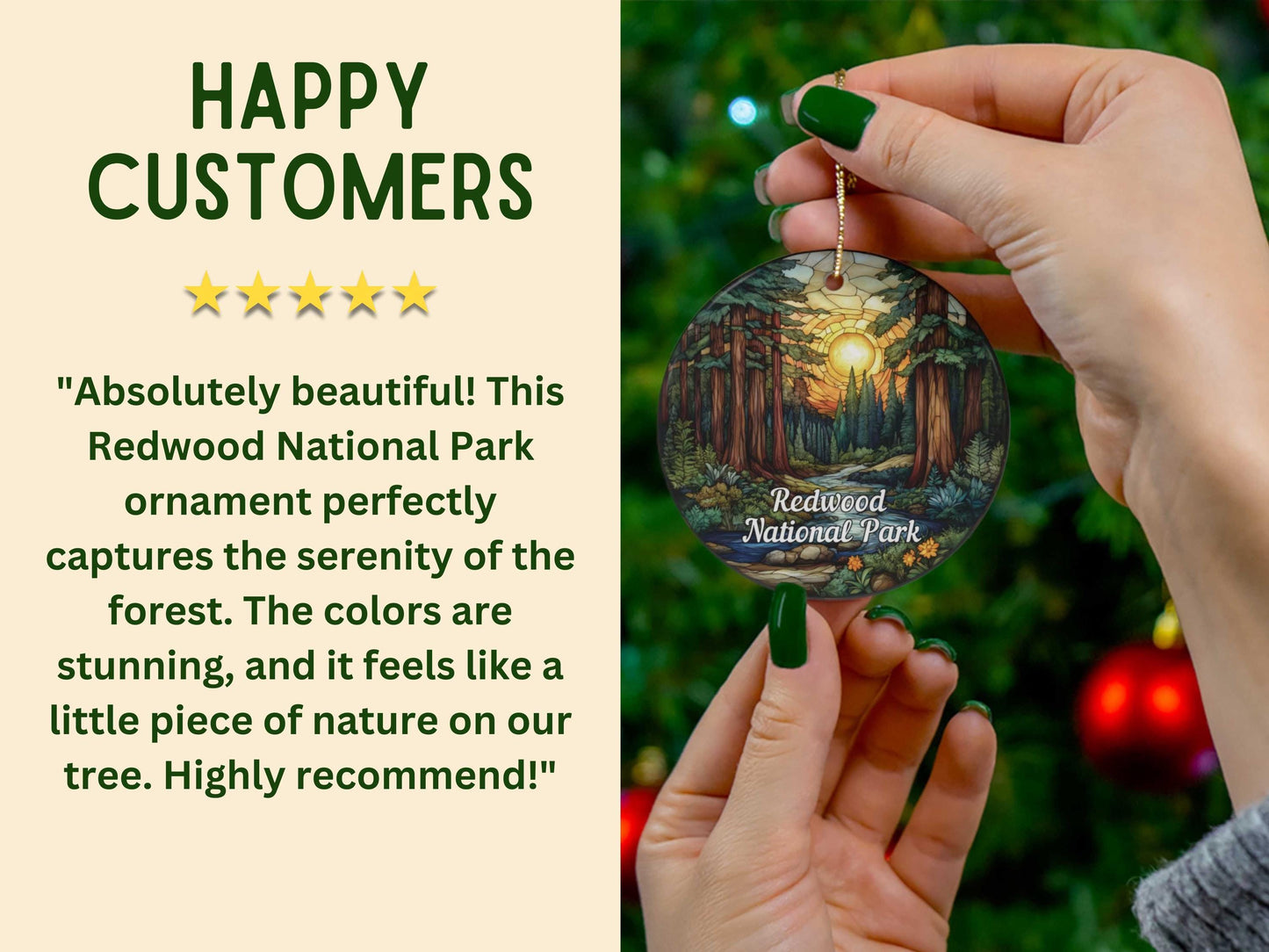 Redwood National Park Stained Glass Style Ornament
