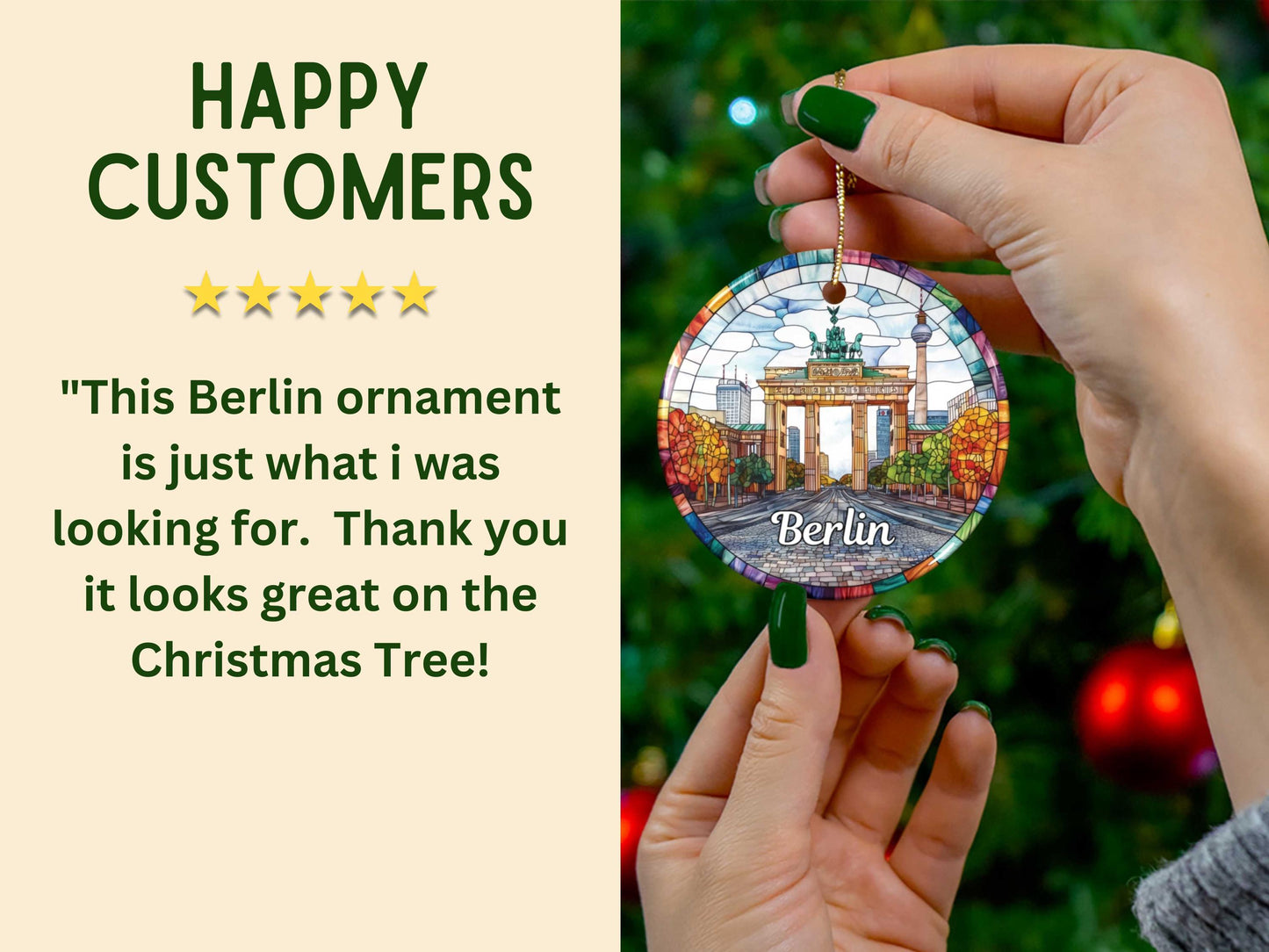 Berlin Germany Stained Glass Style Ornament
