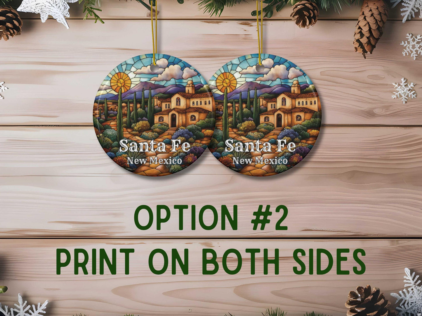 Santa Fe New Mexico Faux Stained Glass Ornament