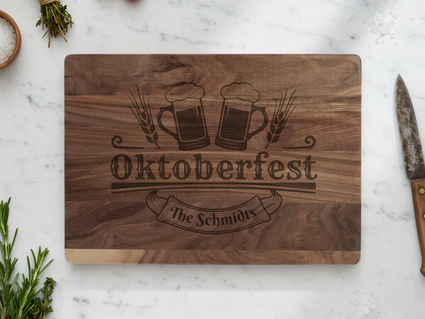 Personalized Oktoberfest Walnut Cutting Board
